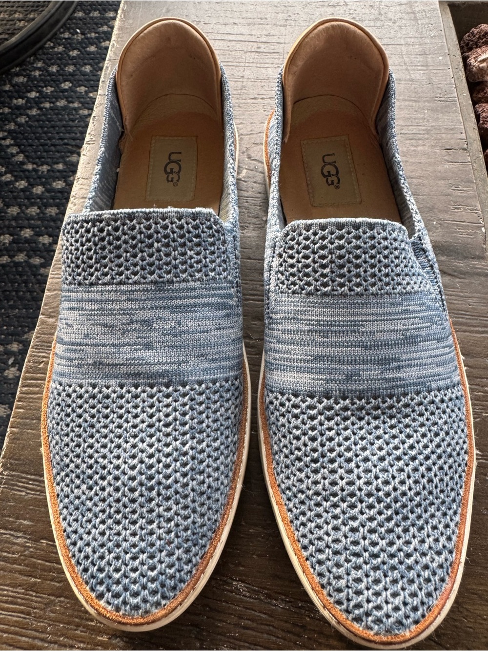UGG Sammy Blue Knit Slip-On Sneakers Size 9